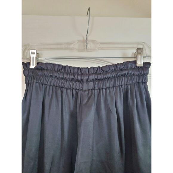 Von Saken Unique Satin Black Paperbag Designer Wide Leg Pants, Size Medium - Picture 10 of 12